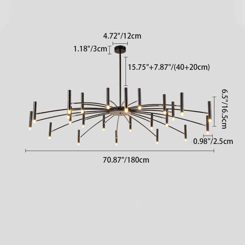 Scandinavian Radioactive Iron Aluminum Chandelier