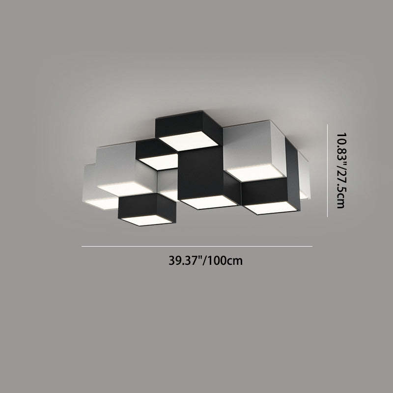 Minimalist Cube Iron Acrylic LED Flush Mount Light