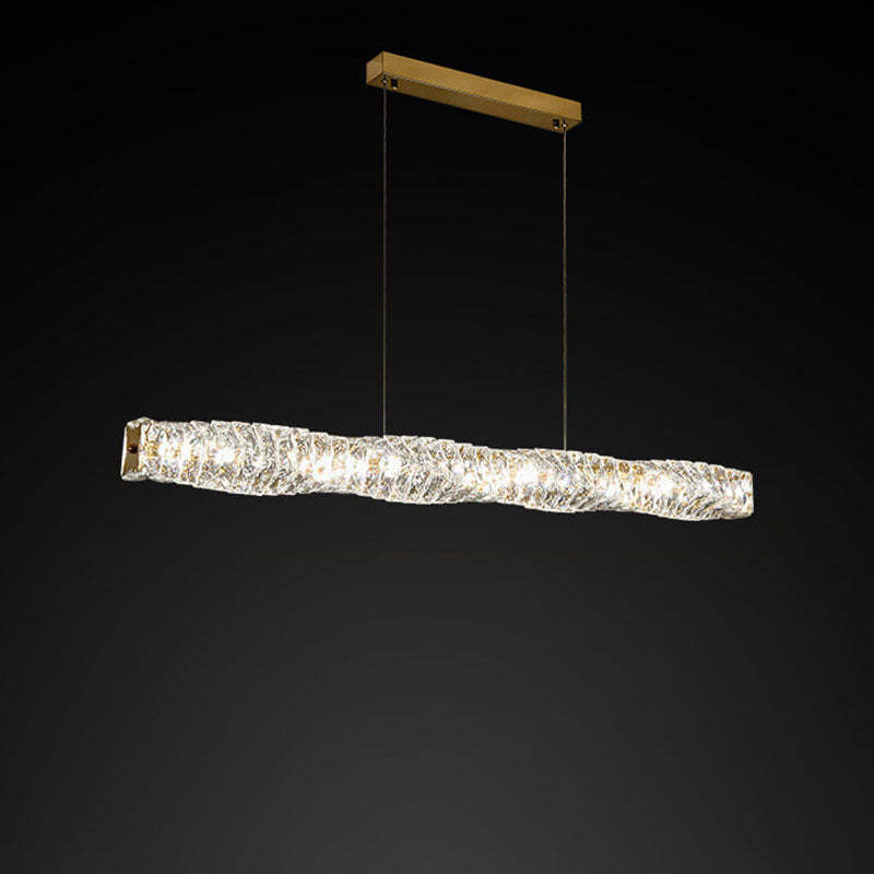 Modern Stainless Steel Crystal Strip LED Island Pendant