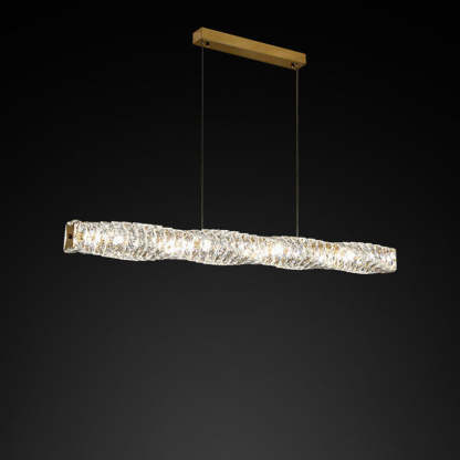 Modern Stainless Steel Crystal Strip LED Island Pendant