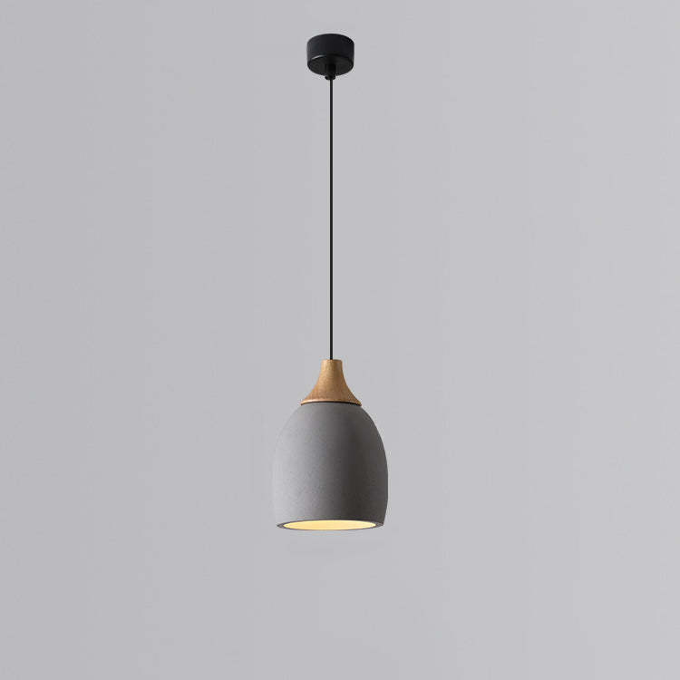 Japanese Cement Solid Wood Circle Pendant Light
