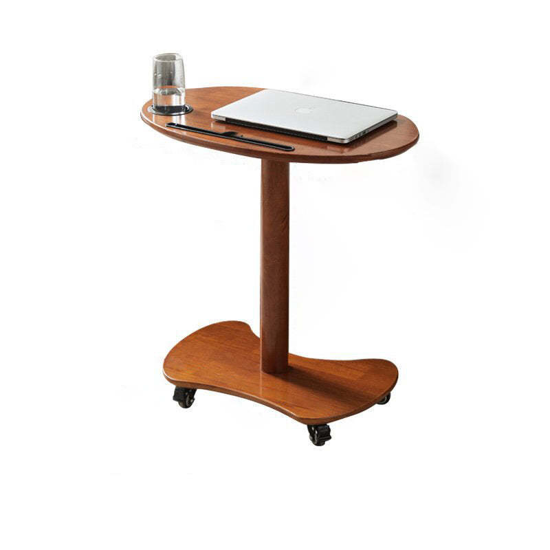 Minimalist Oval Solid Wood 4-Wheel Coffee Table