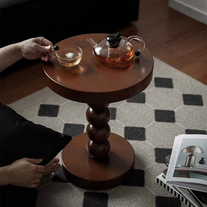 Vintage Round Beaded Wooden Coffee Table