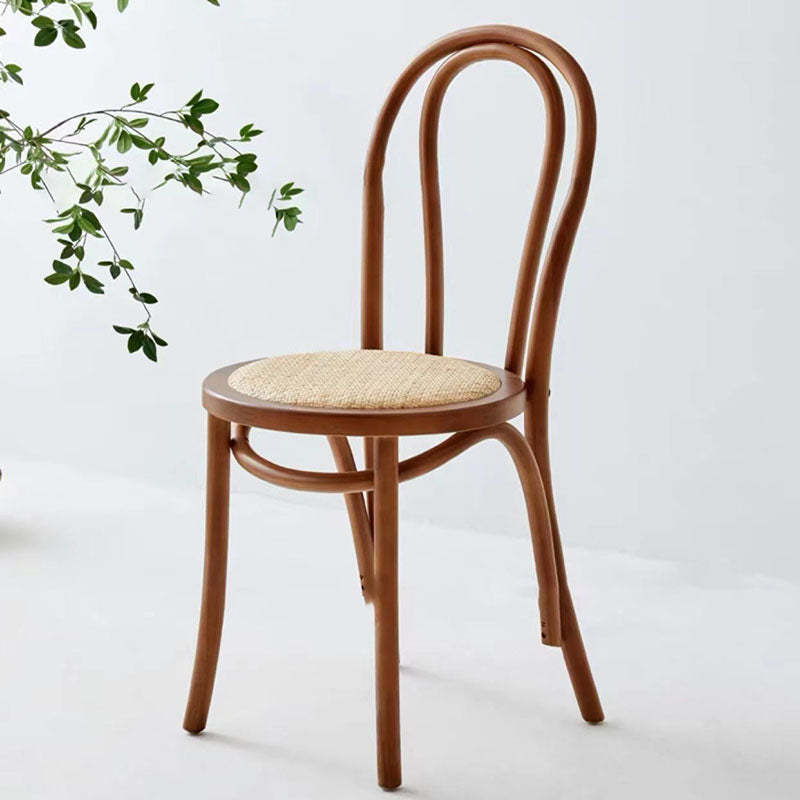 Vintage Curved Wood Wicker Dining Chair