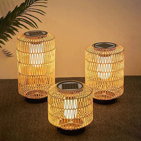 Minimalist Solar Iron Rattan Cage LED Landscape Light