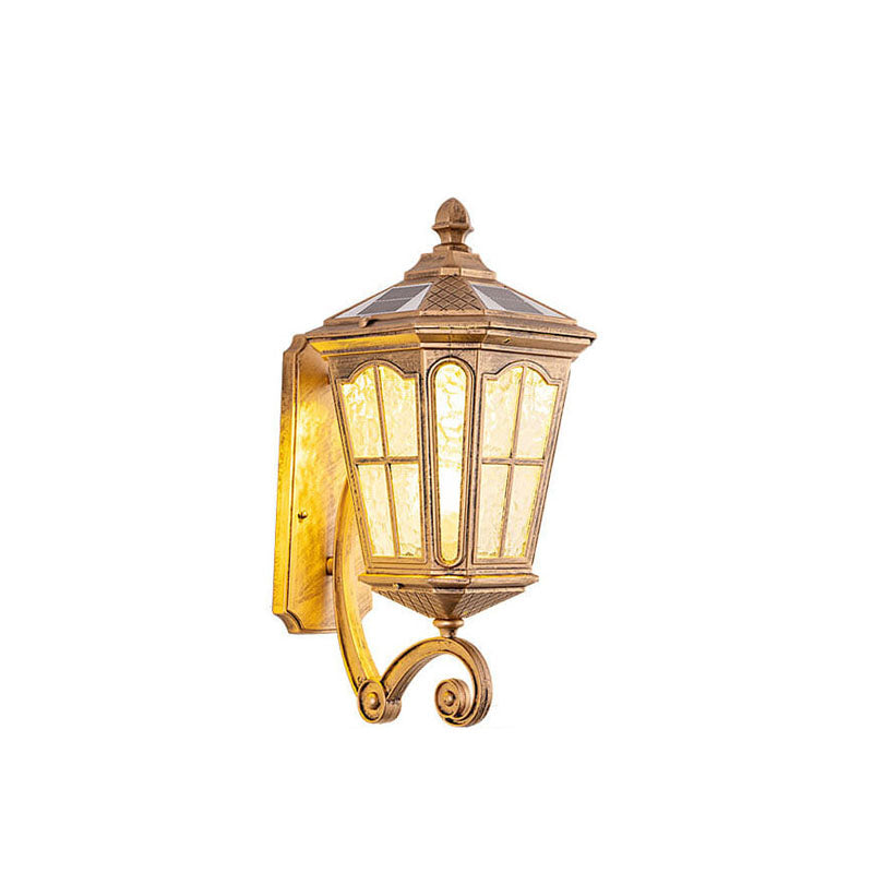 European Solar Lantern Aluminum Glass Outdoor Wall Sconce