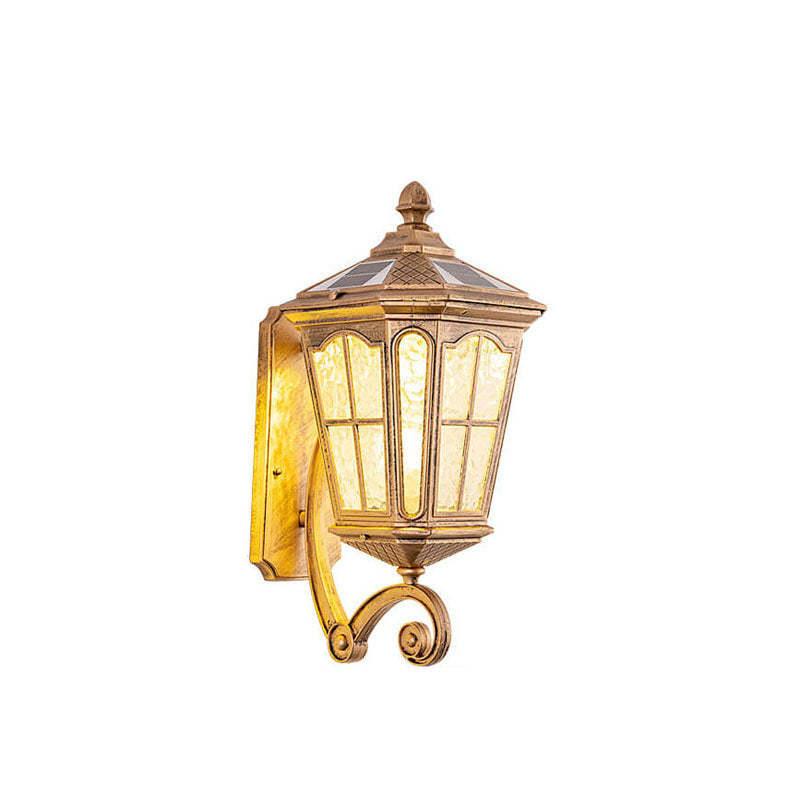 European Solar Lantern Aluminum Glass Outdoor Wall Sconce