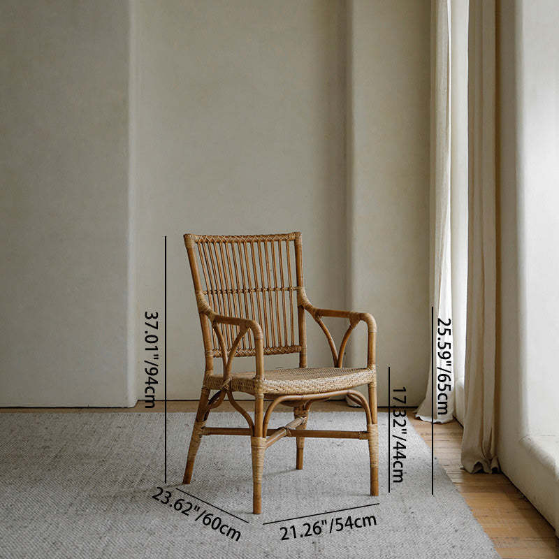 Chinese Woven Wood Four-Leg Dining Chair