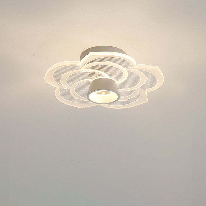 Round Rose Flower Iron Acrylic LED Flush Ceiling Light