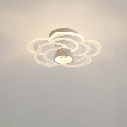 Round Rose Flower Iron Acrylic LED Flush Ceiling Light