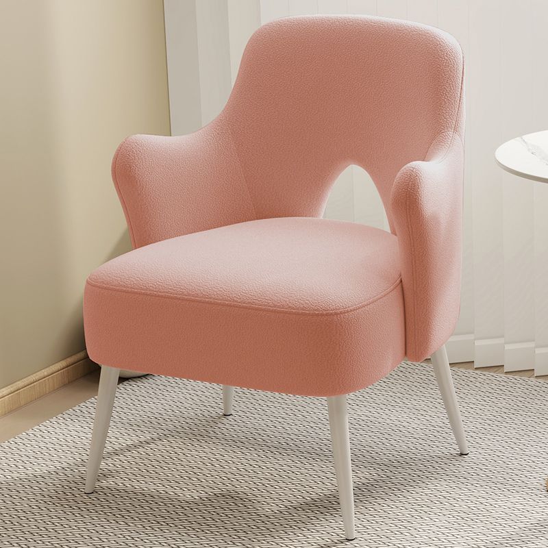 Minimalist Curved Wood Metal Accent Chair
