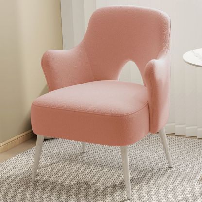Minimalist Curved Wood Metal Accent Chair