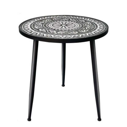 Contemporary Patterned Wood Iron Coffee Table