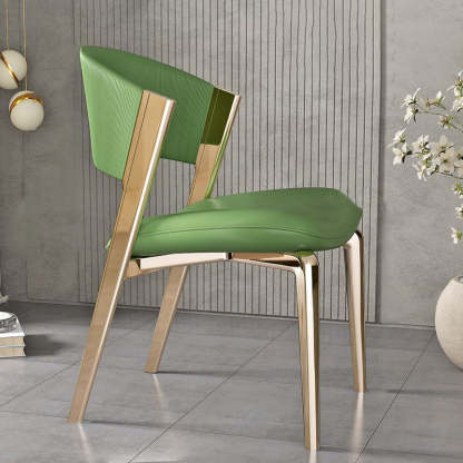 Modern Leather Stainless Steel Dining Chair