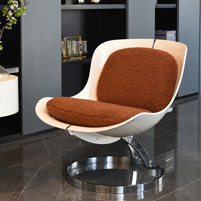 Scandinavian Wraparound Lambswool Curved Accent Chair — B