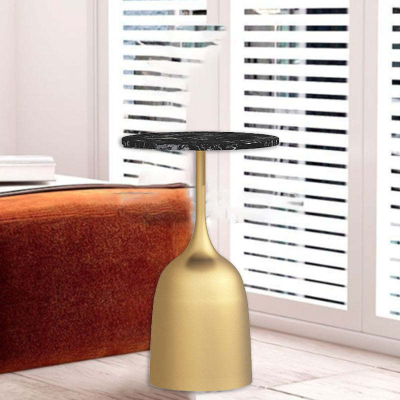 Scandinavian Metal Iron Marble End Table — Orange Frame & White Table Top - Marble