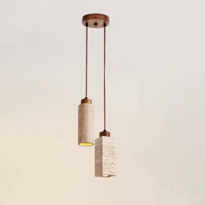Japanese Wabi-Sabi Solid Wood Stone Island Chandelier
