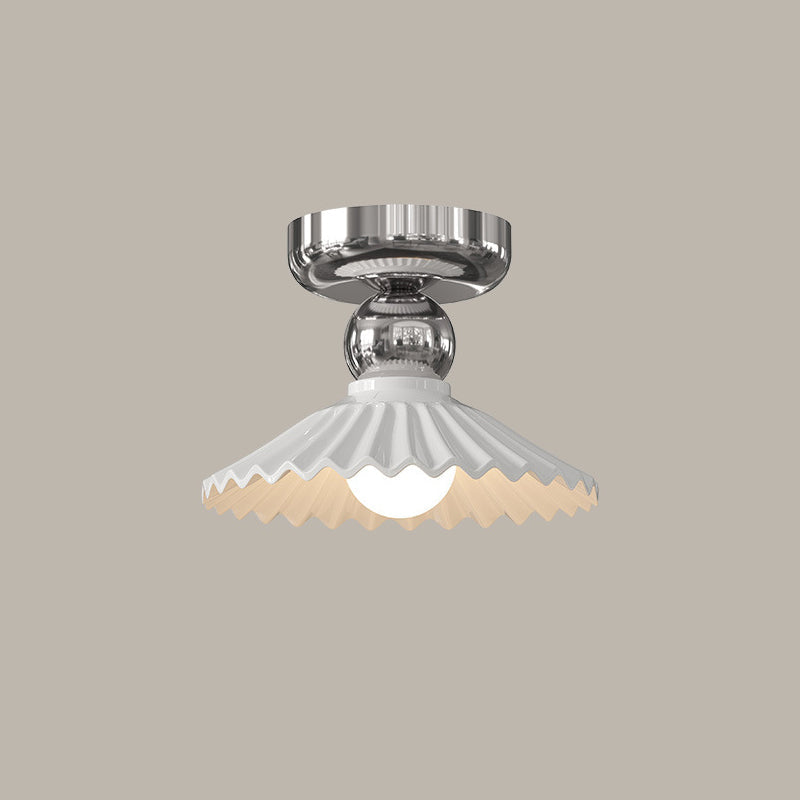 Modern Cream Iron Lace Round 1-Light Ceiling Light — D / Red / 110V-120V For US/CA