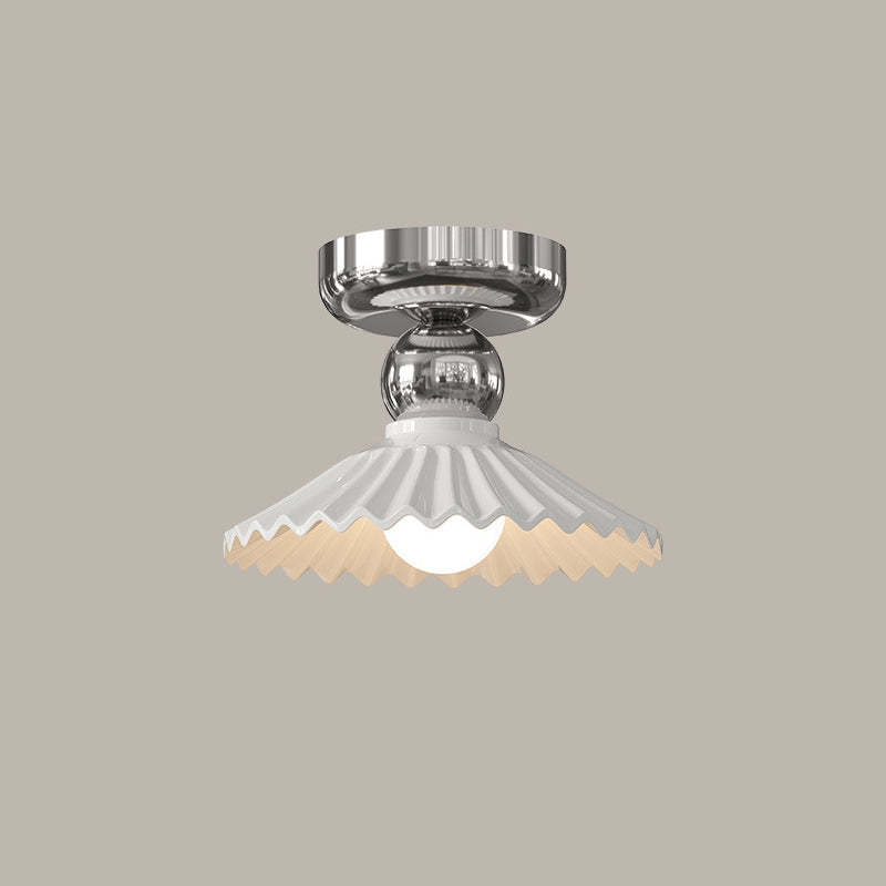 Modern Cream Iron Lace Round 1-Light Ceiling Light — D / Red / 110V-120V For US/CA