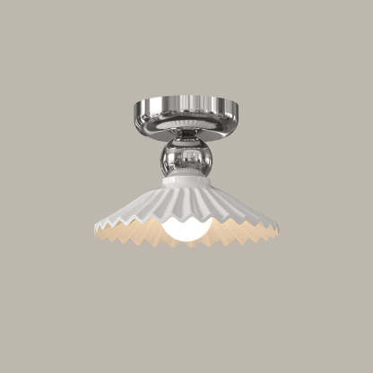 Modern Cream Iron Lace Round 1-Light Ceiling Light — D / Red / 110V-120V For US/CA