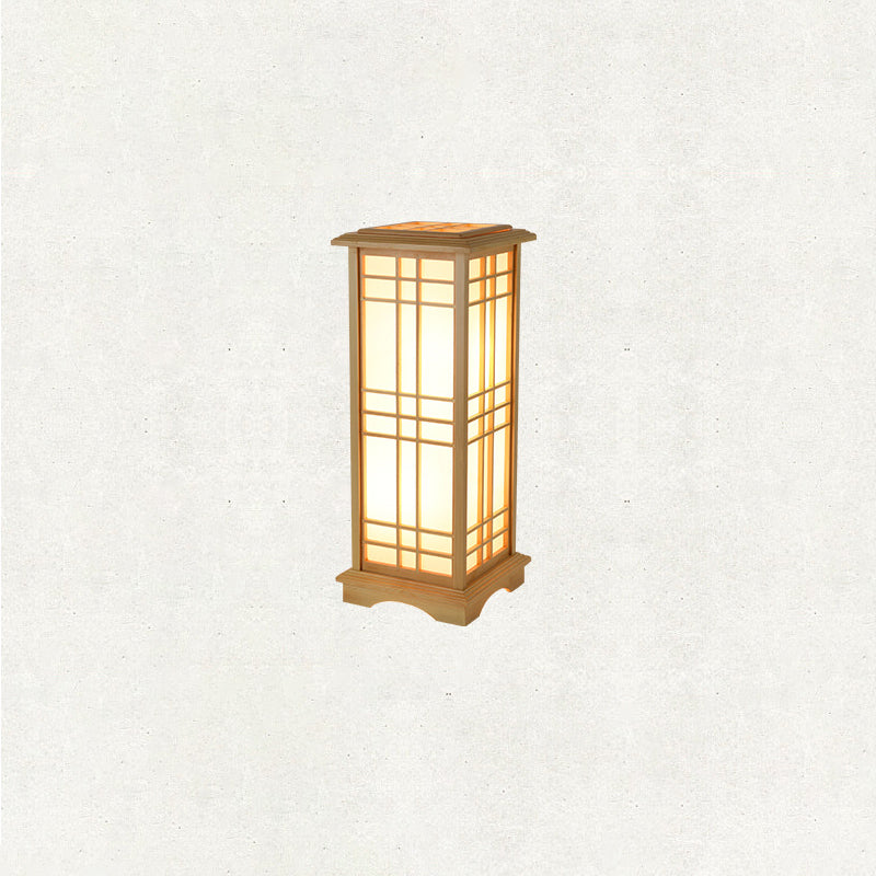 Japanese Wood Acrylic Pillar Rectangular Floor Lamp