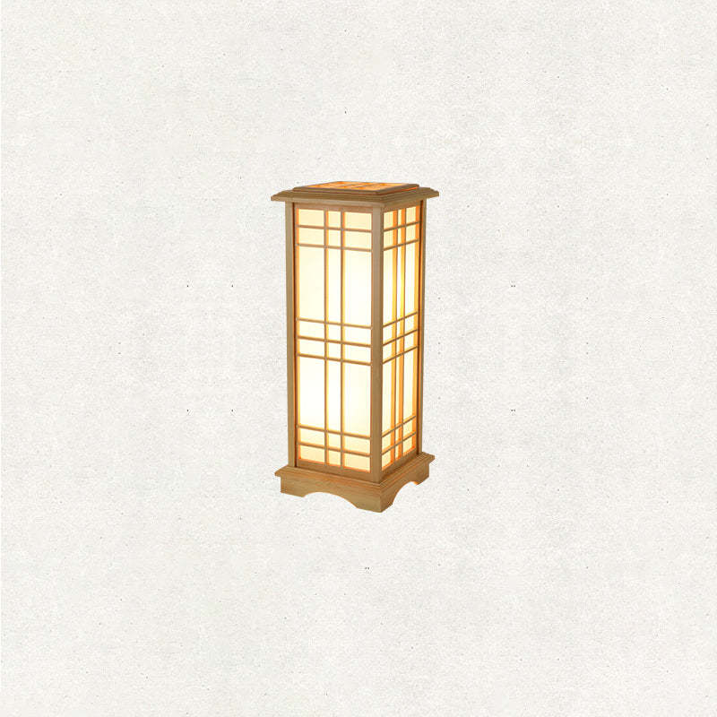Japanese Wood Acrylic Pillar Rectangular Floor Lamp