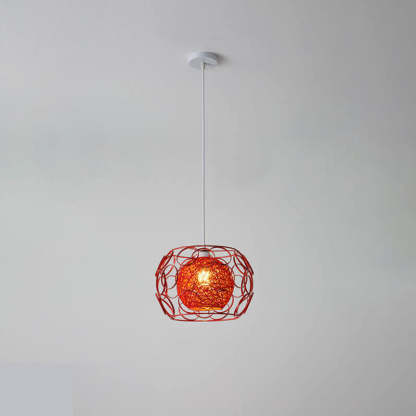 Nordic Woven Hemp Ball Iron Drum Pendant
