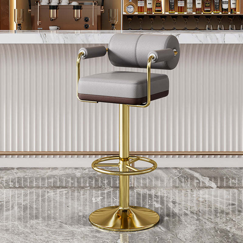 Minimalist Leather Cylinder Bar Stool