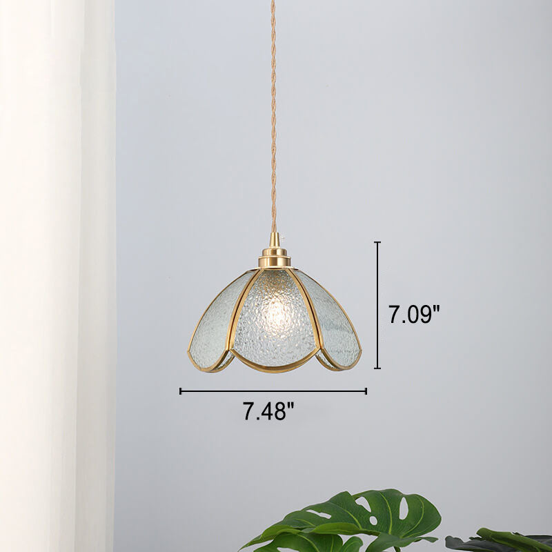 Japanese Vintage Brass Stained Glass Cone Pendant