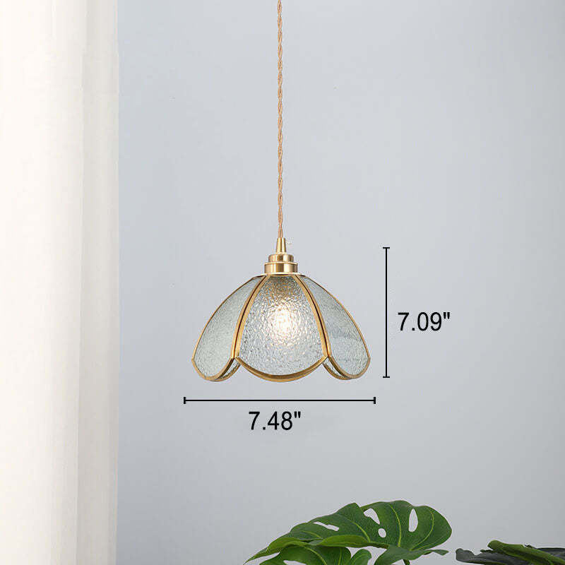 Japanese Vintage Brass Stained Glass Cone Pendant
