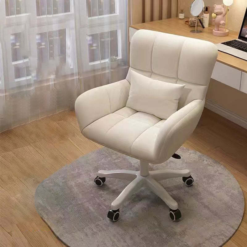 Nordic Velvet Swivel Height-Adjustable Desk Chair — White