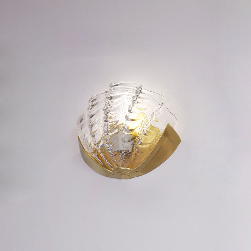 Art Deco Shell Brass Glass Wall Sconce