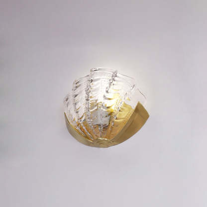 Art Deco Shell Brass Glass Wall Sconce