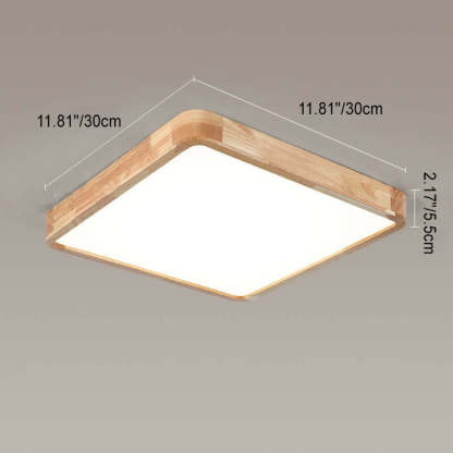 Minimalist Solid Wood Round Tatami LED Flush Mount Light