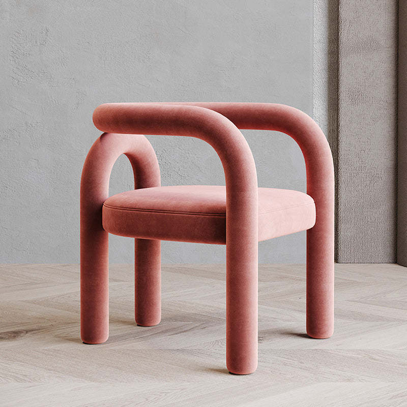 Scandinavian Curved Velvet Steel Armchair