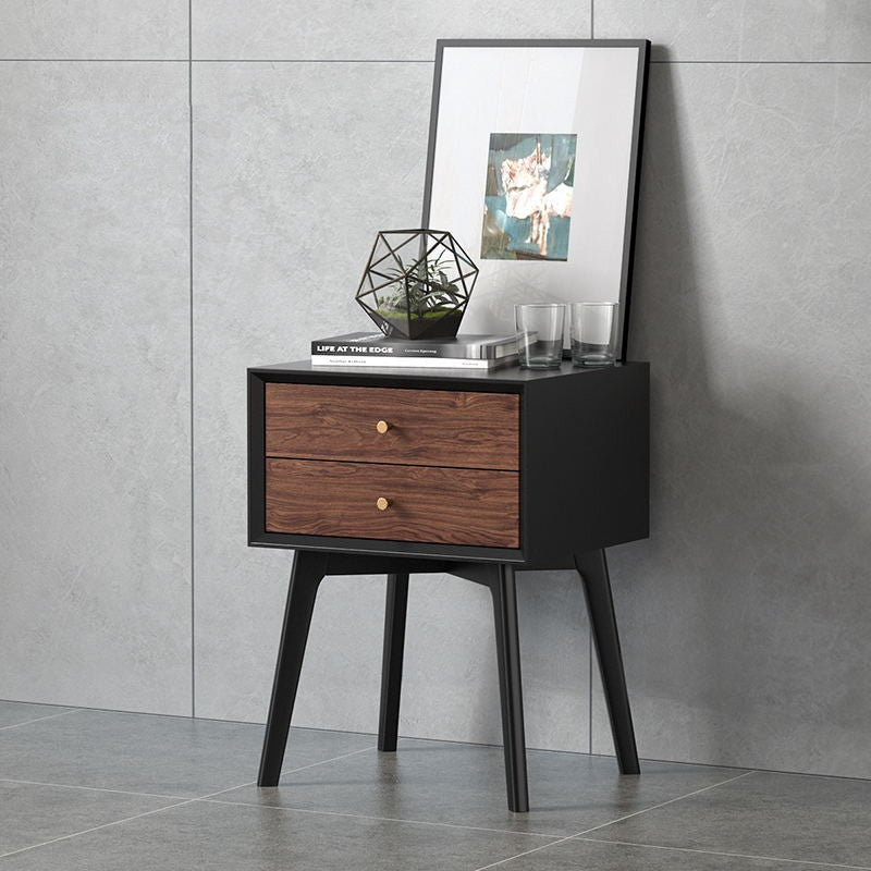 Nordic Wood 2-Drawer Side Table — Wood + White