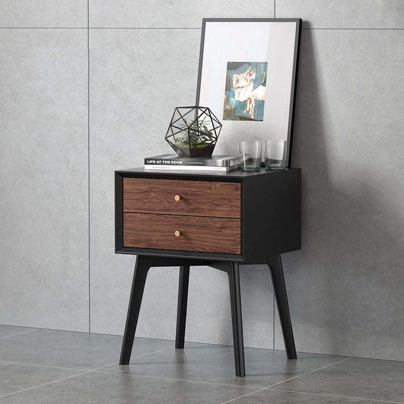 Nordic Wood 2-Drawer Side Table — Wood + White