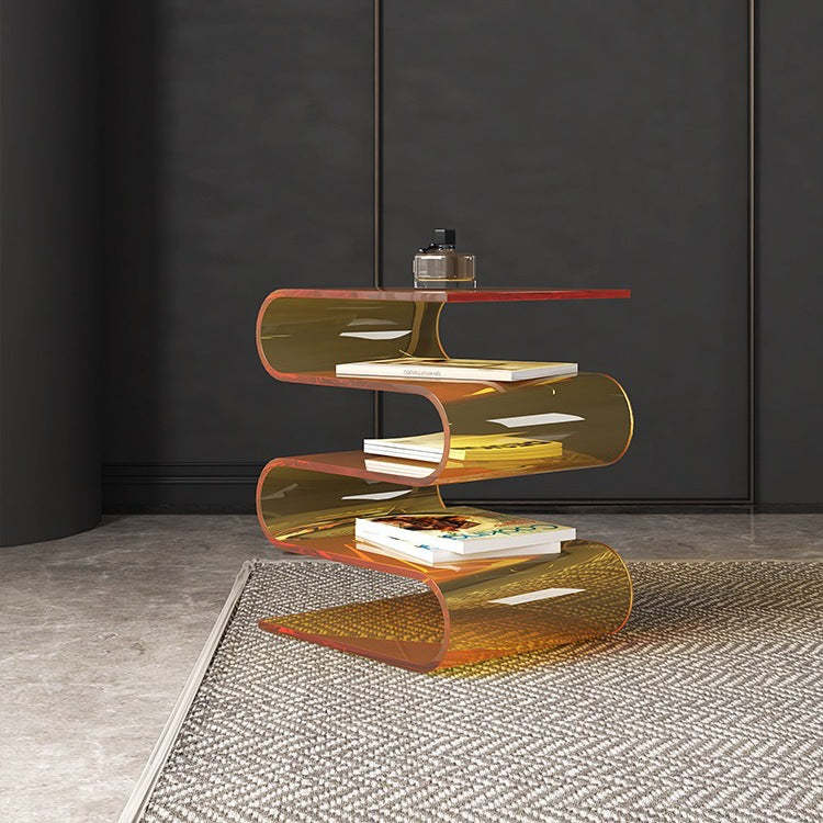 Minimalist Curved Acrylic End Table 5-Tier