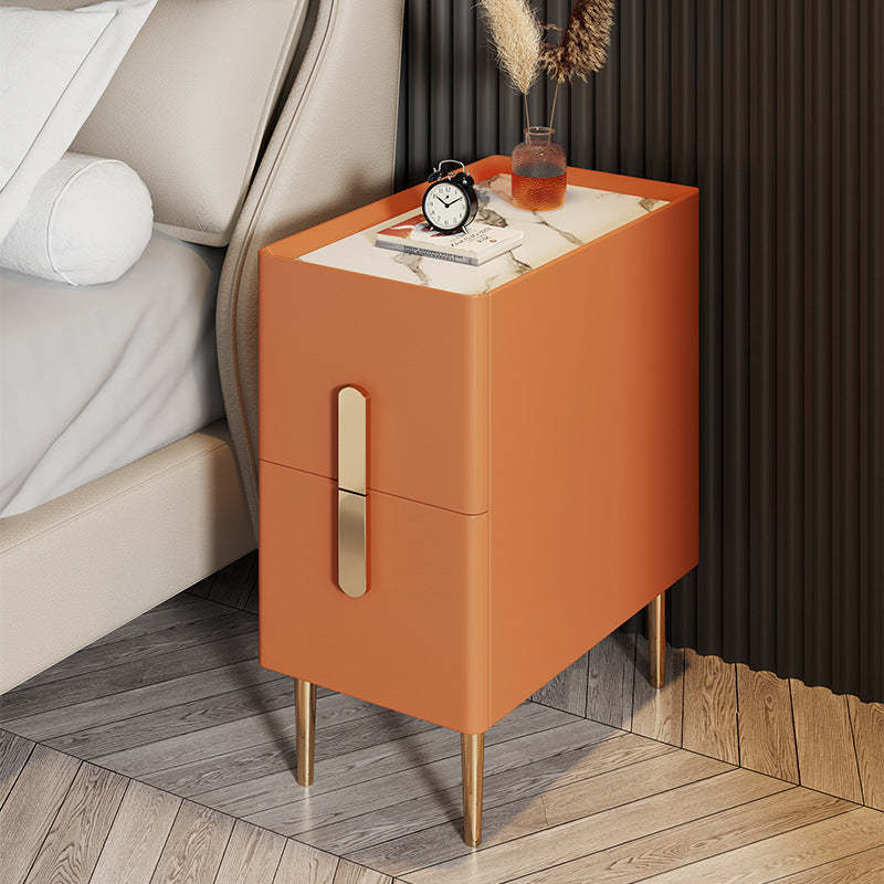 Scandinavian Rock Plate Nightstand 2-Drawer — Khaki