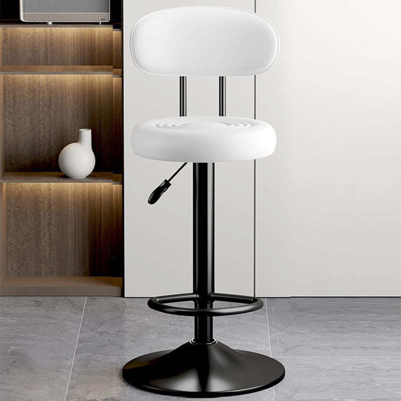 Contemporary Leather Swivel Bar Stool Height Adjustable — Blue Seat + Silver Base