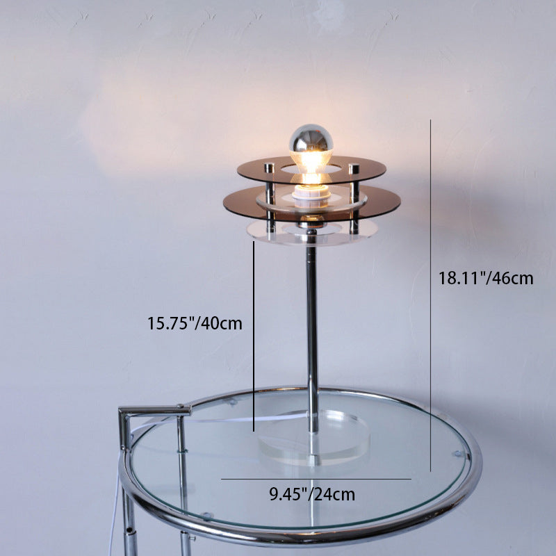 Mid-Century Flying Saucer Iron Acrylic Lamp