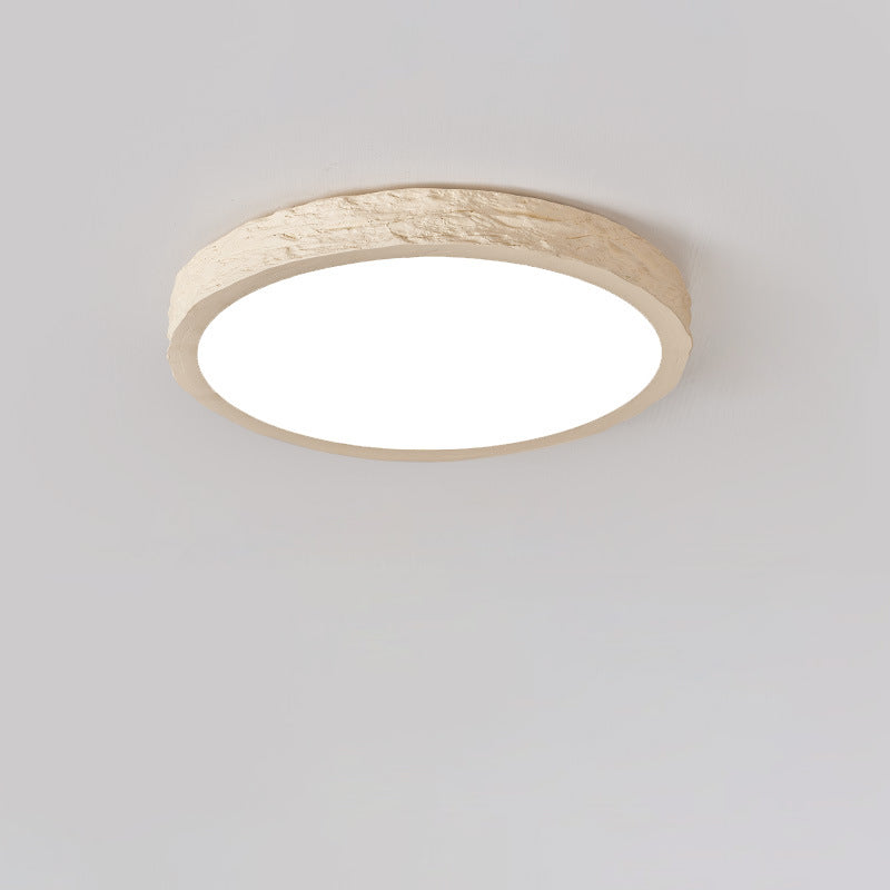 Minimalist Stone Grain Resin Iron LED Flush Mount Light
