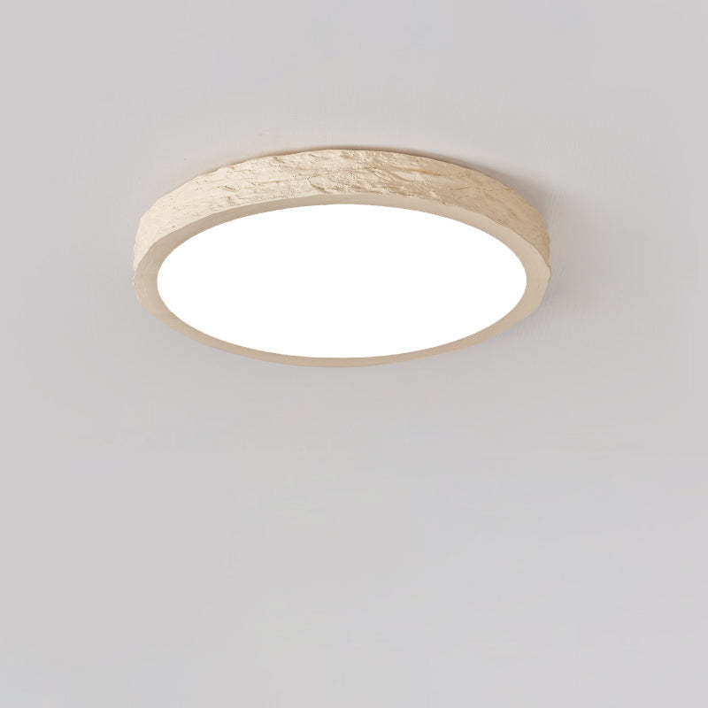 Minimalist Stone Grain Resin Iron LED Flush Mount Light