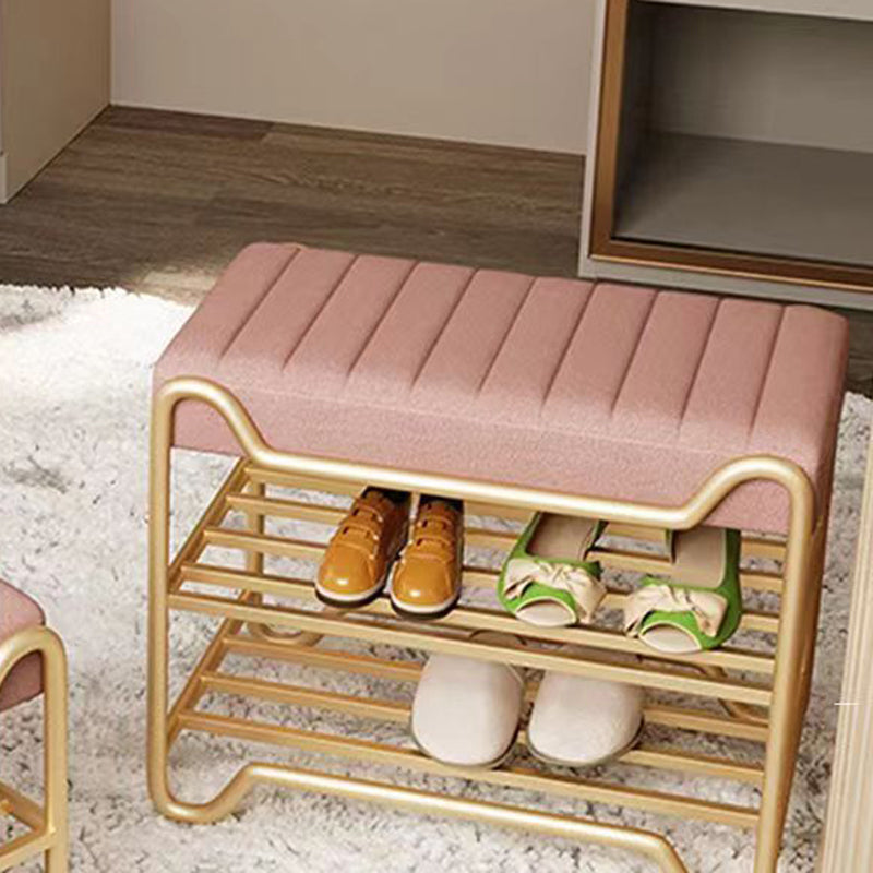 Modern Tech Cloth Portable Rectangular Footstool Backless — Pink - Technology Cloth