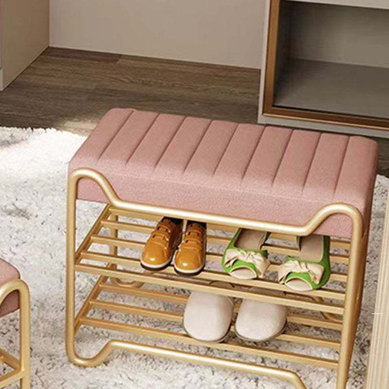 Modern Tech Cloth Portable Rectangular Footstool Backless — Pink - Technology Cloth