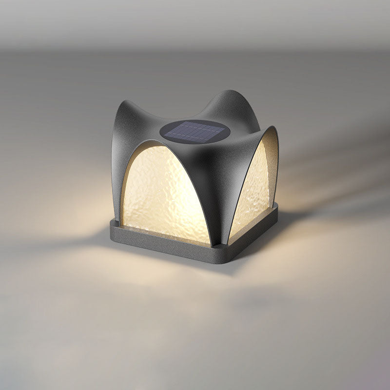 Art Deco Solar Curve Cube LED Outdoor Landscape Light