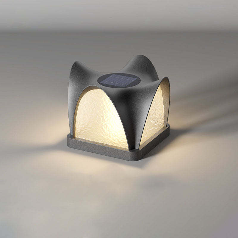 Art Deco Solar Curve Cube LED Outdoor Landscape Light