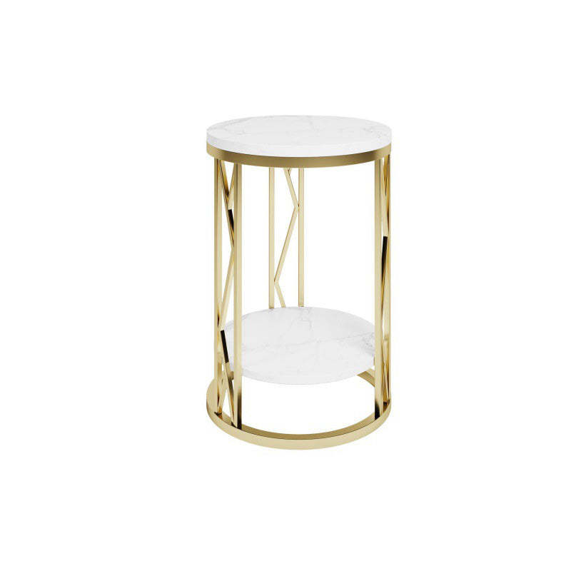 Luxury Round Iron Rock Slab Coffee Table