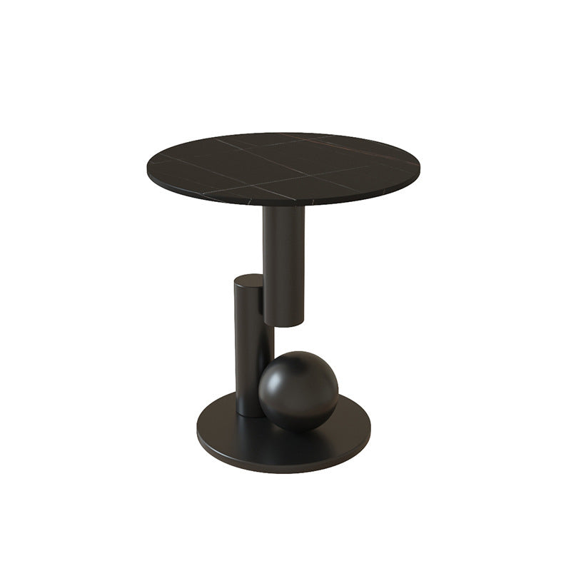 Luxury Rock Slab Geometric Base End Table