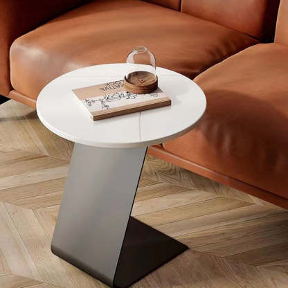 Scandinavian Round Rock Slab Iron Coffee Table